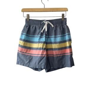 Chubbies Retro Set Faded Blue Heather with Stripes Men's Small 5.5" Swim Trunks